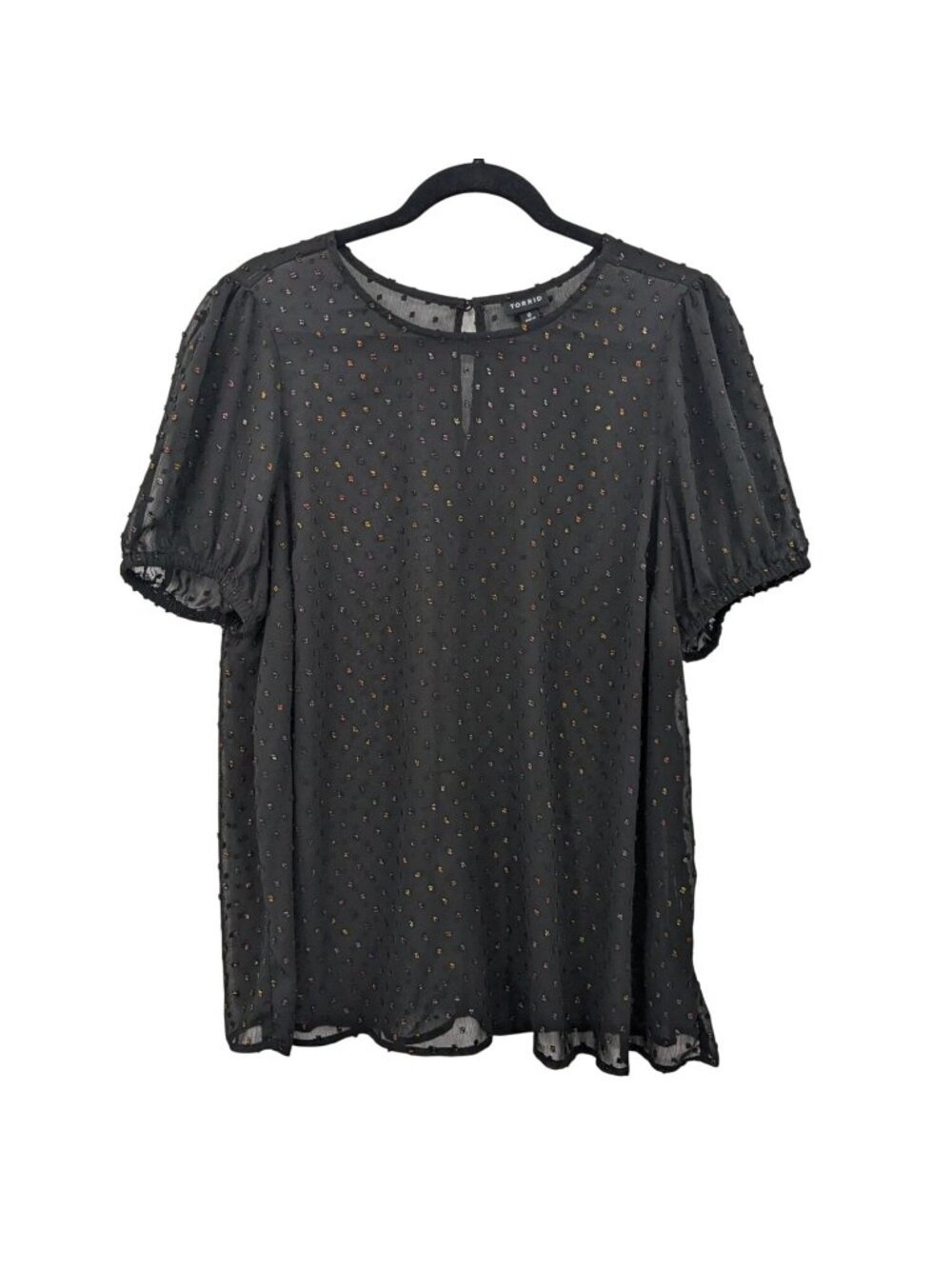 Torrid Sheer Swiss Dot Top Puff Sleeve Lightweight Office Dainty Romantic Plus L